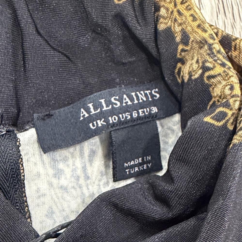 AllSaints Black Maxi Dress with Gold Paisley Print - Picture 6 of 6